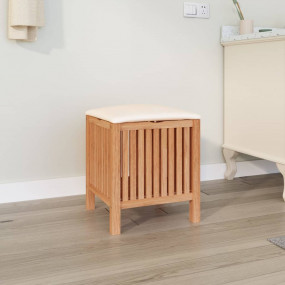 Bathroom Stool 15.9x15.7x20.5" Solid Wood Walnut