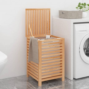 Laundry Basket 17.7x17.7x25.6" Solid Wood Walnut