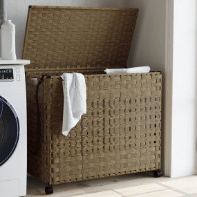 Laundry Basket with Wheels 26.0x13.8x23.6" Rattan