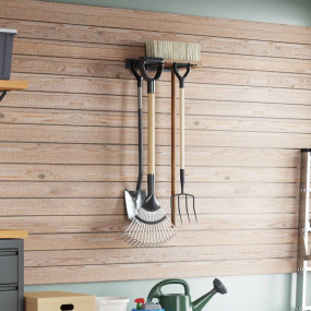 Patio Tool Storage Rack Wall Mounted Black Steel