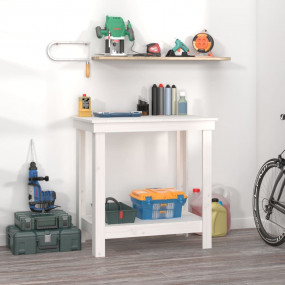 Work Bench White 31.5x19.7x31.5" Solid Wood Pine