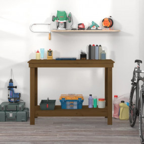 Work Bench Honey Brown 43.3x19.7x31.5" Solid Wood Pine