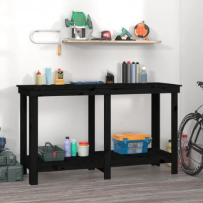 Work Bench Black 55.1x19.7x31.5" Solid Wood Pine