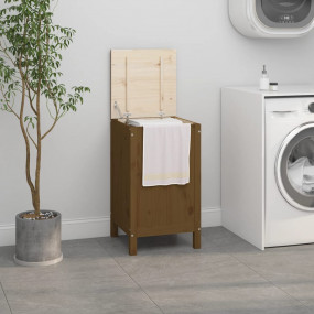 Laundry Box Honey Brown 17.3x17.3x29.9" Solid Wood Pine
