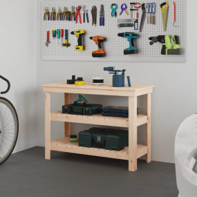 Work Bench 43.5x19.7x31.5" Solid Wood Pine
