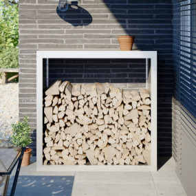 Firewood Rack White 39.4x15.7x39.4" Steel
