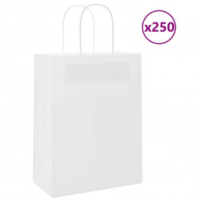 Paper Bags 250 pcs with Handles White 21x11x28 cm