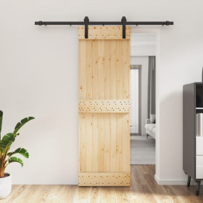Sliding Door with Hardware Set 27.6x82.7" Solid Wood Pi...