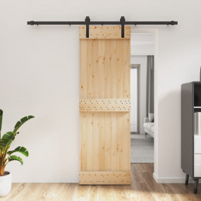 Sliding Door with Hardware Set 27.6x82.7" Solid Wood Pi...