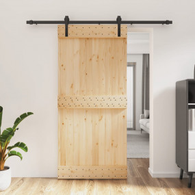 Sliding Door with Hardware Set 37.4x82.7" Solid Wood Pi...