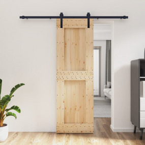 Sliding Door with Hardware Set 27.6x82.7" Solid Wood Pi...