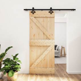Sliding Door with Hardware Set 33.5x82.7" Solid Wood Pi...