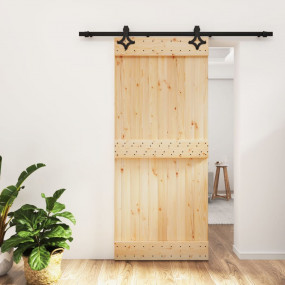 Sliding Door with Hardware Set 35.4x82.7" Solid Wood Pi...