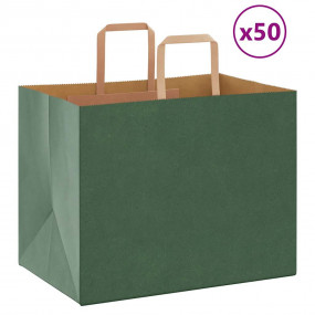 Paper Bags 50 pcs with Handles Green 32x22x24 cm