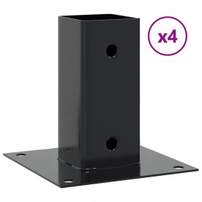 Post Bases Square 4 pcs Anthracite 2.40x2.40" Powder-co...