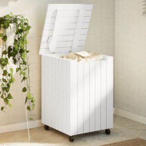 Laundry Basket with Wheels "RANA" White 17.7x17.7x25.2"...
