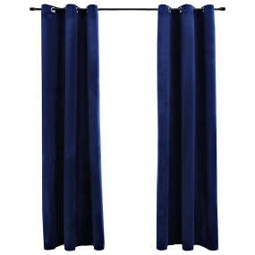 Blackout Curtains with Rings 2 pcs Navy Blue 37"x63" Ve...