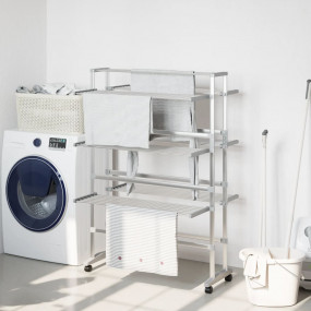 Laundry Drying Rack with Wheels 35"x25.2"x50.8" Aluminu...