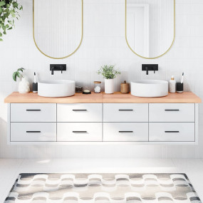 Bathroom Countertop Light Brown 86.6 x 19.7 x (0.8-2.4)...