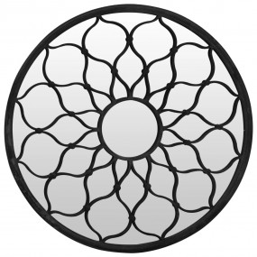 Patio Mirror Black 23.6x1.2" Iron Round for Patio Use