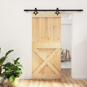 Sliding Door with Hardware Set 35.4x82.7" Solid Wood Pi...