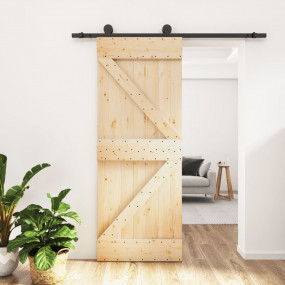 Sliding Door with Hardware Set 33.5x82.7" Solid Wood Pi...