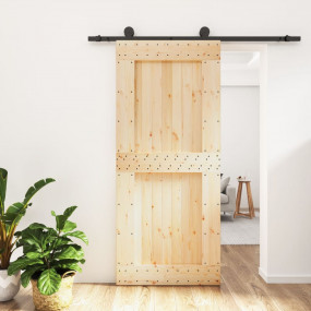 Sliding Door with Hardware Set 35.4x82.7" Solid Wood Pi...