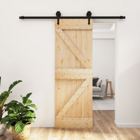Sliding Door with Hardware Set 27.6x82.7" Solid Wood Pi...