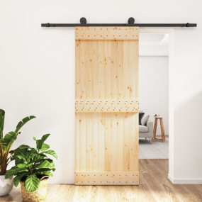 Sliding Door with Hardware Set 33.5x82.7" Solid Wood Pi...