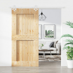 Sliding Door with Hardware Set 37.4x82.7" Solid Wood Pi...