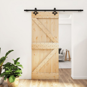 Sliding Door with Hardware Set 33.5x82.7" Solid Wood Pi...