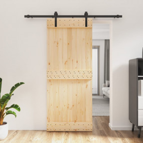 Sliding Door with Hardware Set 33.5x82.7" Solid Wood Pi...
