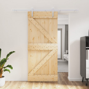 Sliding Door with Hardware Set 35.4x82.7" Solid Wood Pi...