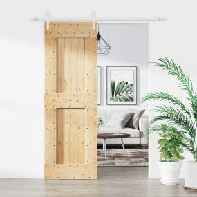 Sliding Door with Hardware Set 27.6x82.7" Solid Wood Pi...