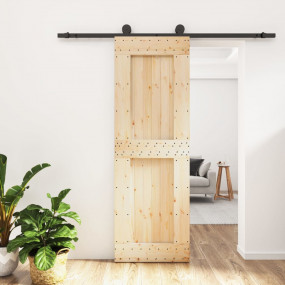 Sliding Door with Hardware Set 27.6x82.7" Solid Wood Pi...