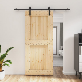 Sliding Door with Hardware Set 35.4x82.7" Solid Wood Pi...
