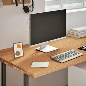 Desk Top Light Brown 78.7x31.5x1.6" Solid Wood Oak Rect...