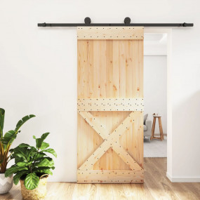 Sliding Door with Hardware Set 35.4x82.7" Solid Wood Pi...