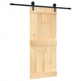 Sliding Door with Hardware Set 35.4x82.7" Solid Wood Pi...
