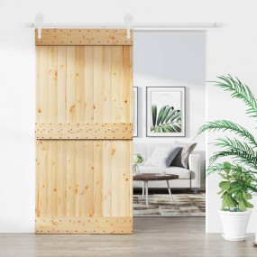 Sliding Door with Hardware Set 39.4x82.7" Solid Wood Pi...