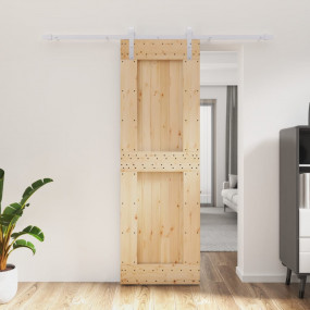 Sliding Door with Hardware Set 27.6x82.7" Solid Wood Pi...
