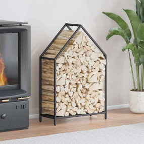 Firewood Rack Black 23.6x9.8x35.4" Cold-rolled steel