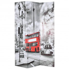 Folding Room Divider 47.2x66.9" London Bus Black and Wh...