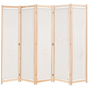 5-Panel Room Divider Cream 78.7x66.9x1.6" Fabric
