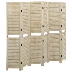 6-Panel Room Divider 82.7x65.0" Solid Wood Paulownia
