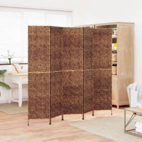 Room Divider 5-Panel Brown 80.7x70.9" Water Hyacinth