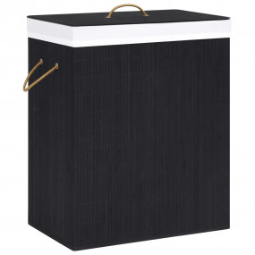 Bamboo Laundry Basket with 2 Sections Black 26.4 gal