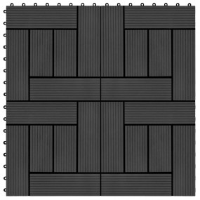 11 pcs Decking Tiles WPC 11.8"x11.8" 1 sqm Black