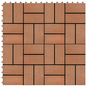 11 pcs Decking Tiles WPC 11.8"x11.8" 1 sqm Teak Color