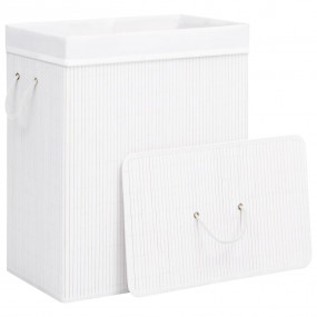 Bamboo Laundry Basket with Single Section White 21.9 ga...